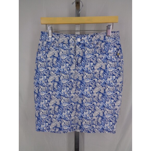 Tommy Bahama Dresses & Skirts - Tommy Bahama Wall of Palms Denim Jean Skirt Size 2 Floral Coastal Tropical